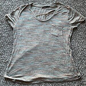 Prana Short Sleeve Shirt Womens Large Striped Casual Yoga Indie Chill Aesthetic